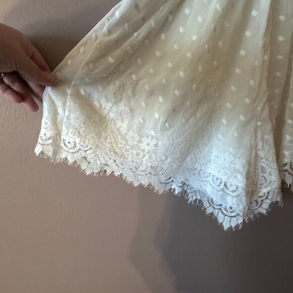 Women's M Show Me Your Mumu Olympia Romper White Chiffon Polka Dot Lined - Picture 6 of 12